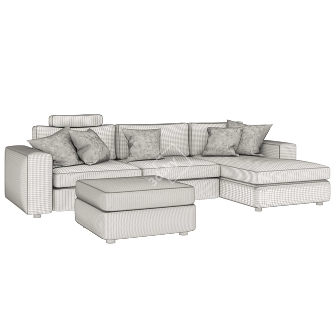 Modern L-Shaped Sofa Set 3D model image 6