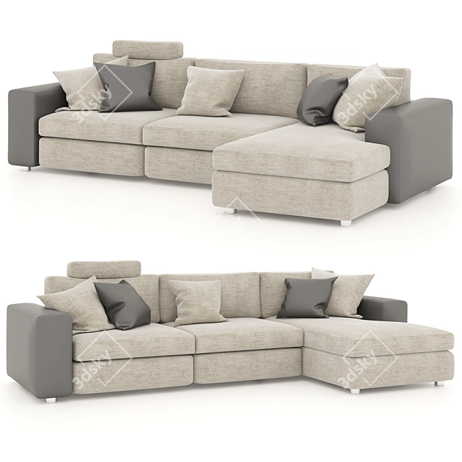 Modern L-Shaped Sofa Set 3D model image 7