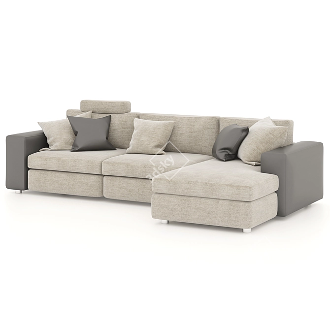 Modern L-Shaped Sofa Set 3D model image 11