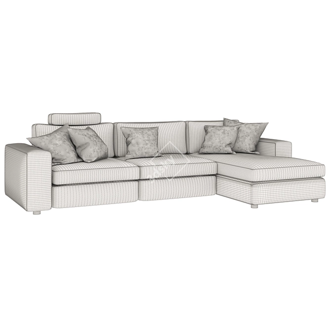 Modern L-Shaped Sofa Set 3D model image 12