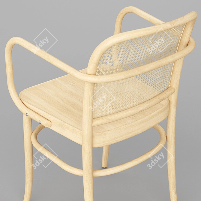 Sleek Black Stain Hoffmann Chair 3D model image 4