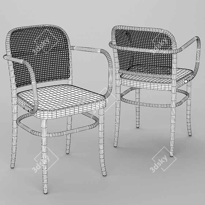 Sleek Black Stain Hoffmann Chair 3D model image 5