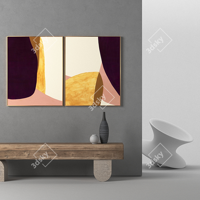 Modern Art Frames Set 3D model image 2