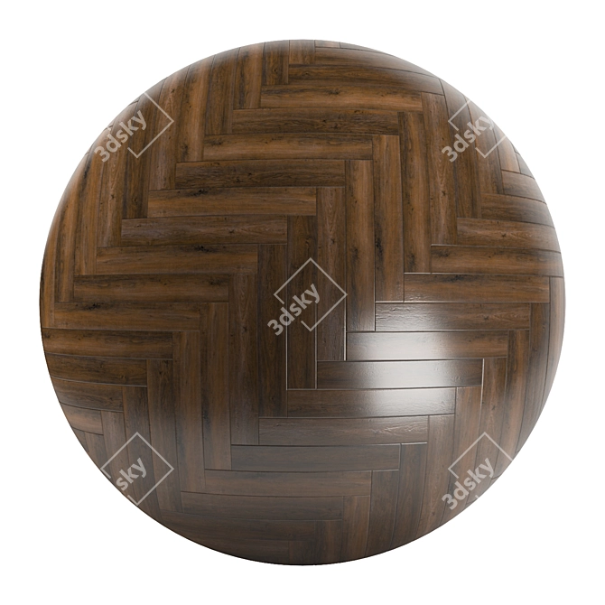 Elegant Parquet Flooring: Standard & Herringbone design, PBR, 4k, seamless 3D model image 2