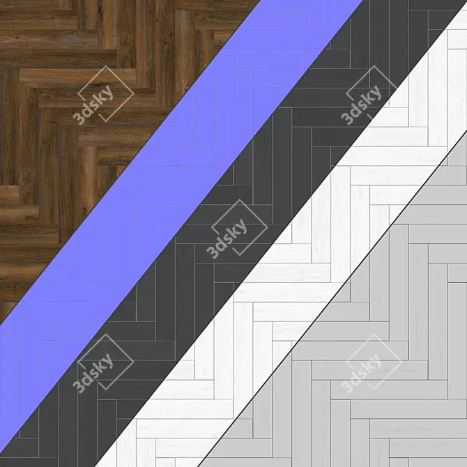 Elegant Parquet Flooring: Standard & Herringbone design, PBR, 4k, seamless 3D model image 4