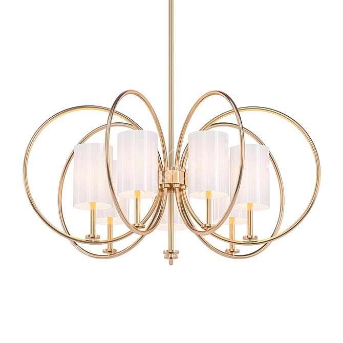 Aged Brass 7-Light Chandelier: Maxim Meridian 3D model image 1