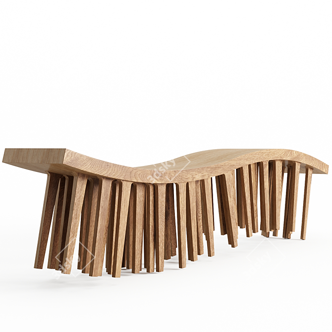 Sleek Centipede Bench 3D model image 4