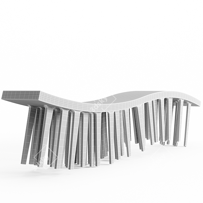 Sleek Centipede Bench 3D model image 5