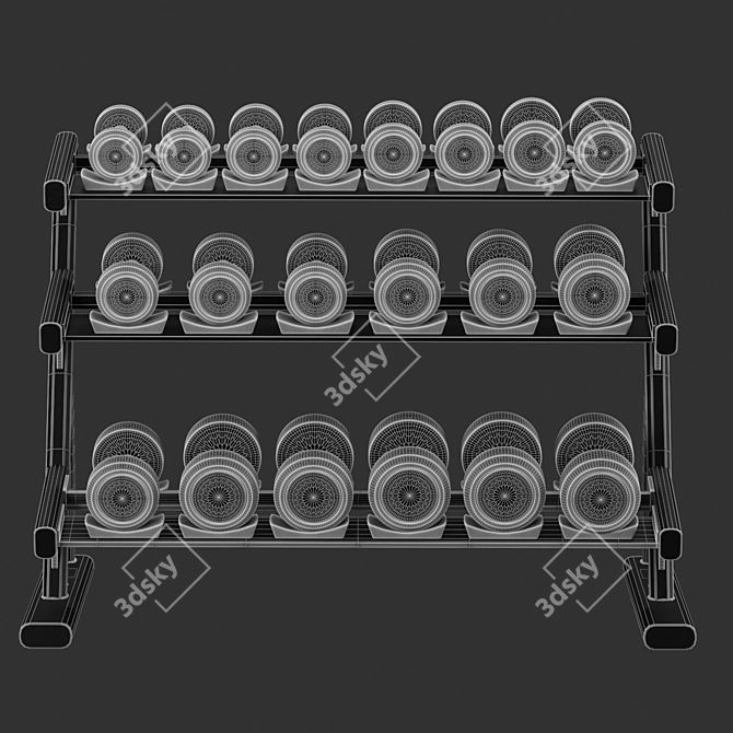 Durable Metal Gym Dumbbell Set 3D model image 4