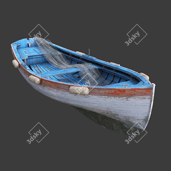 Vintage fishing boat 3D model image 1