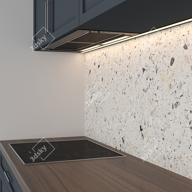 Modern Compact Kitchen: Versatile Design, High-Quality Textures 3D model image 2