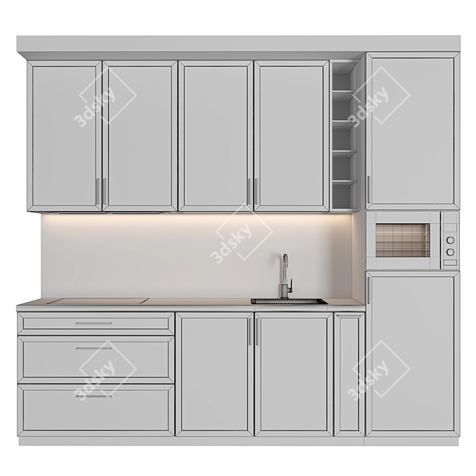 Modern Compact Kitchen: Versatile Design, High-Quality Textures 3D model image 4