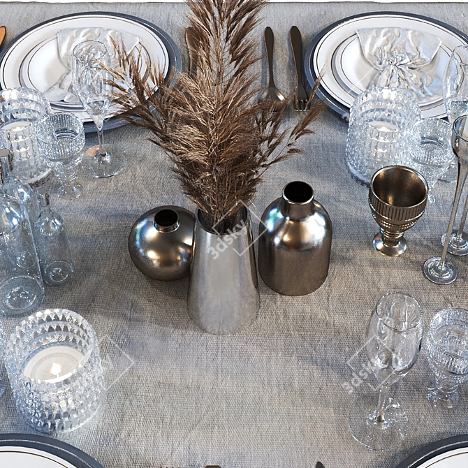 Elegant 2015 Dining Table Set 3D model image 7