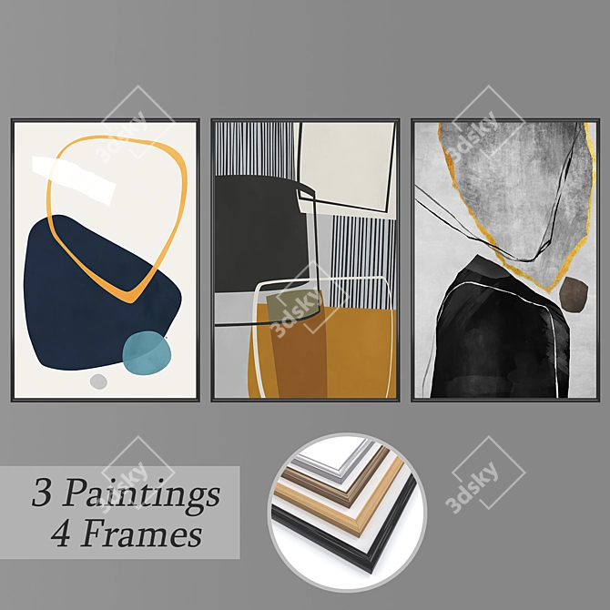 Title: Versatile Set of Wall Paintings 3D model image 1