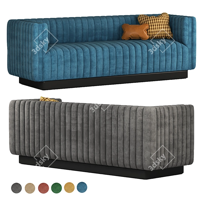 Emerald Conjure Channel Tufted Velvet Sofa 3D model image 6