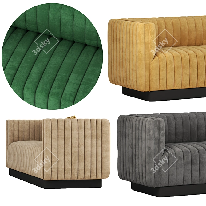 Emerald Conjure Channel Tufted Velvet Sofa 3D model image 8