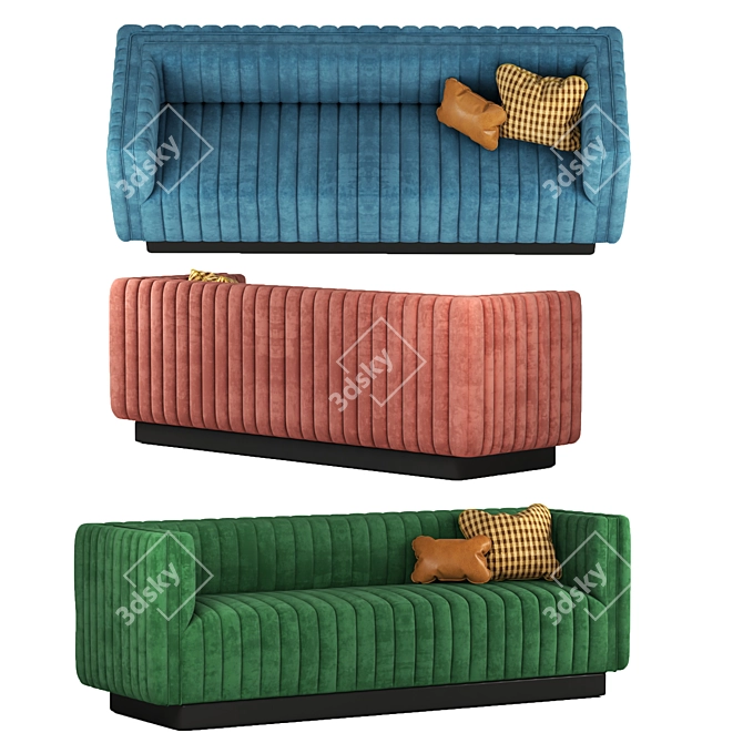 Emerald Conjure Channel Tufted Velvet Sofa 3D model image 11