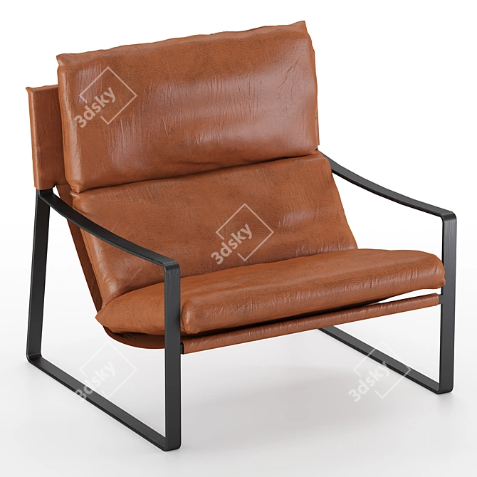 Sleek Leather Armchair: David 3D model image 1