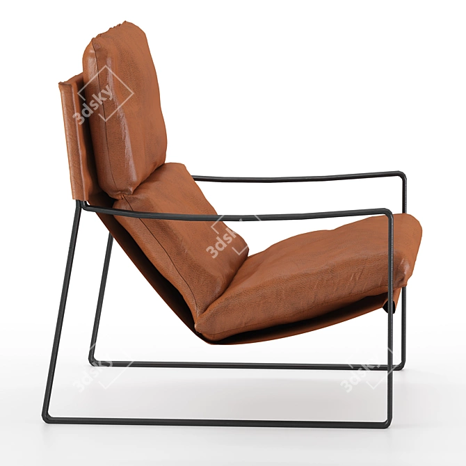 Sleek Leather Armchair: David 3D model image 3