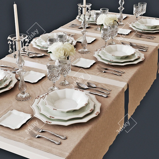 Elegant Table Setting Set 3D model image 2