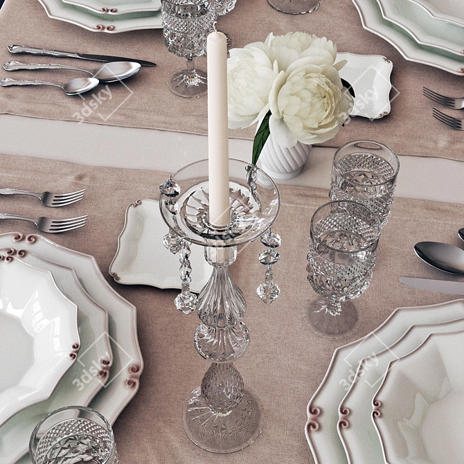 Elegant Table Setting Set 3D model image 5