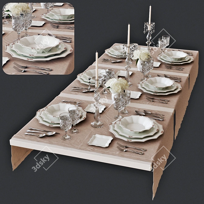 Elegant Table Setting Set 3D model image 8