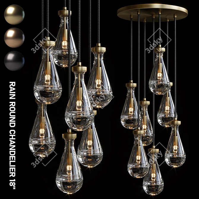 Rain Round Chandelier 18" - Elegant Lighting Fixture 3D model image 1