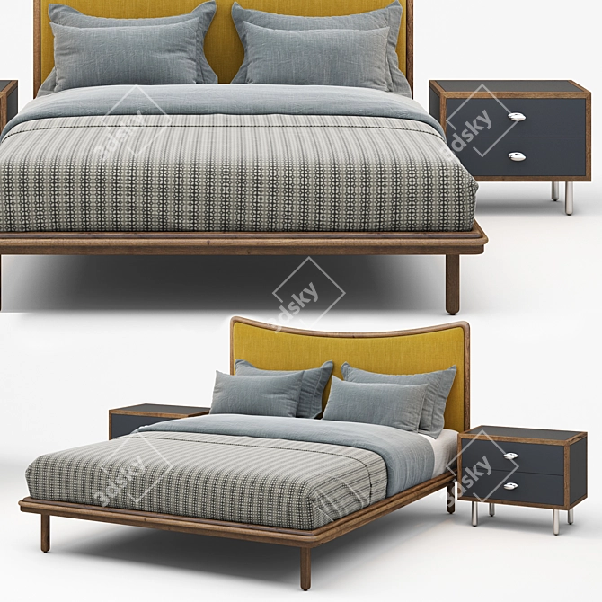 Elegant Carlton Upholstered Bed 3D model image 2