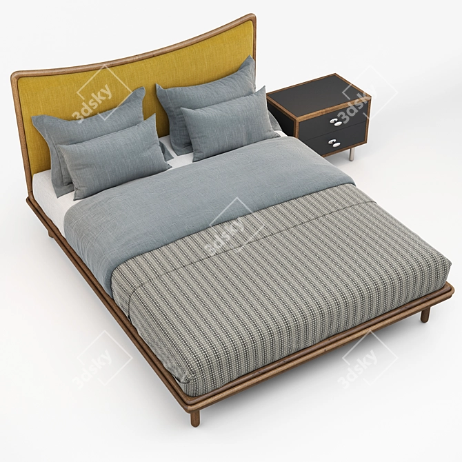 Elegant Carlton Upholstered Bed 3D model image 4