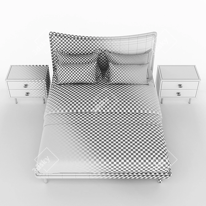 Elegant Carlton Upholstered Bed 3D model image 5