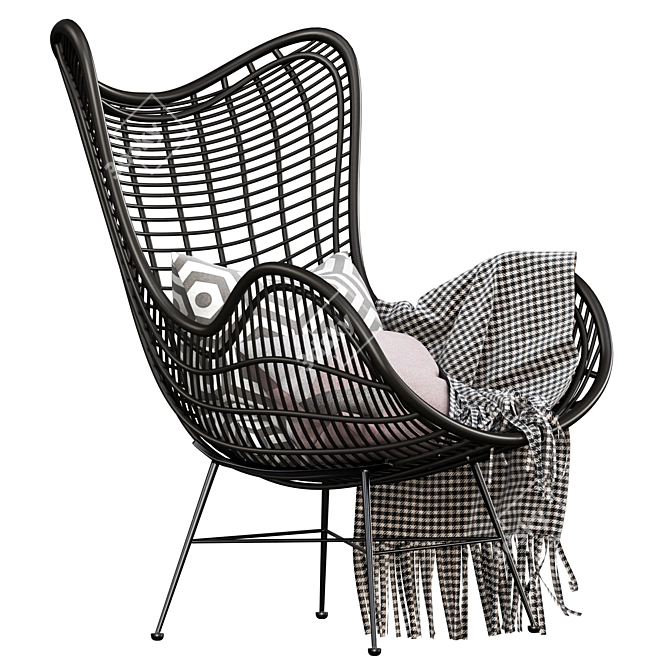 Natural Rattan Egg Chair: Stylish and Organic 3D model image 4