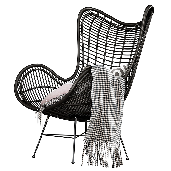 Natural Rattan Egg Chair: Stylish and Organic 3D model image 5