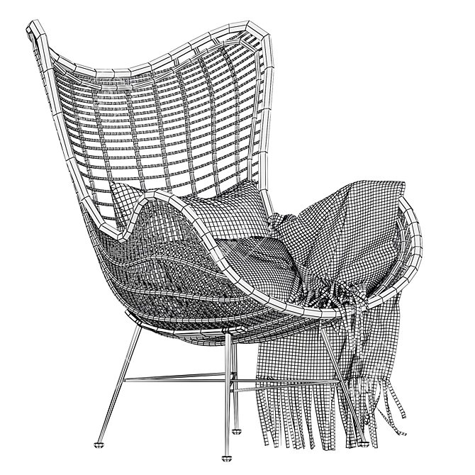 Natural Rattan Egg Chair: Stylish and Organic 3D model image 6