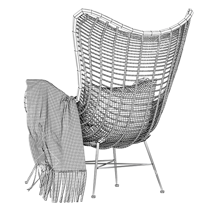 Natural Rattan Egg Chair: Stylish and Organic 3D model image 7