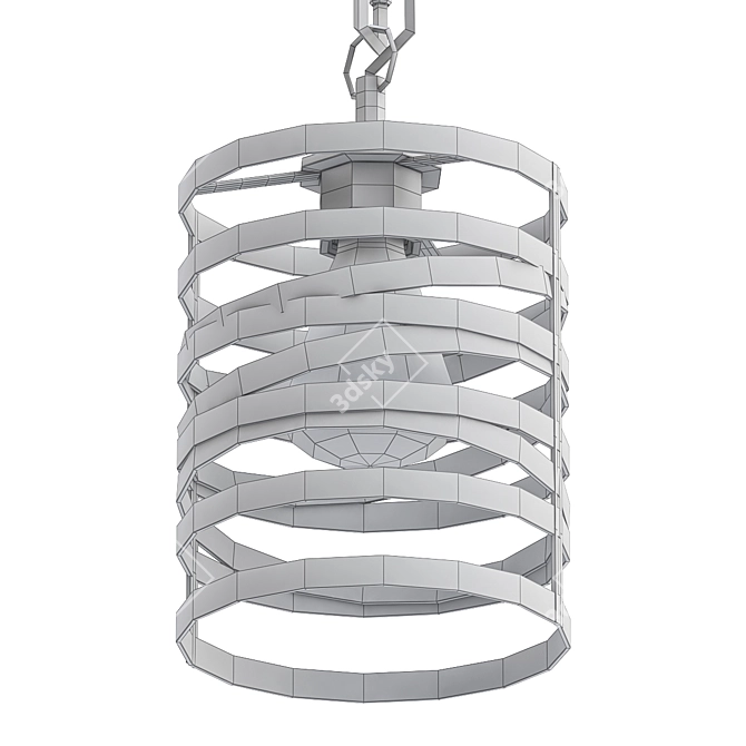 Industrial Iron Cage Pendant 3D model image 2