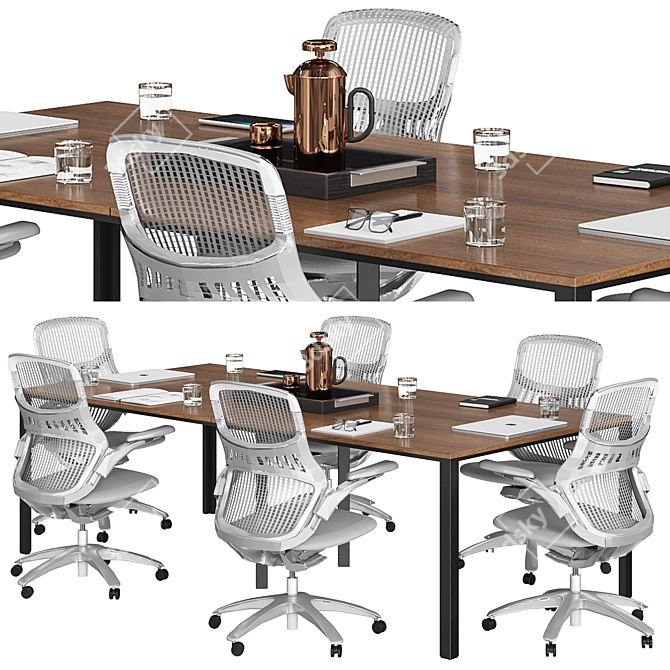 TurboSmooth Woody Conference Table 3D model image 1