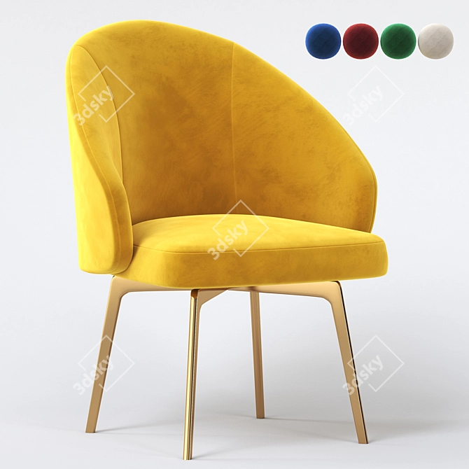  Plush Chenille Dining Chair 3D model image 1