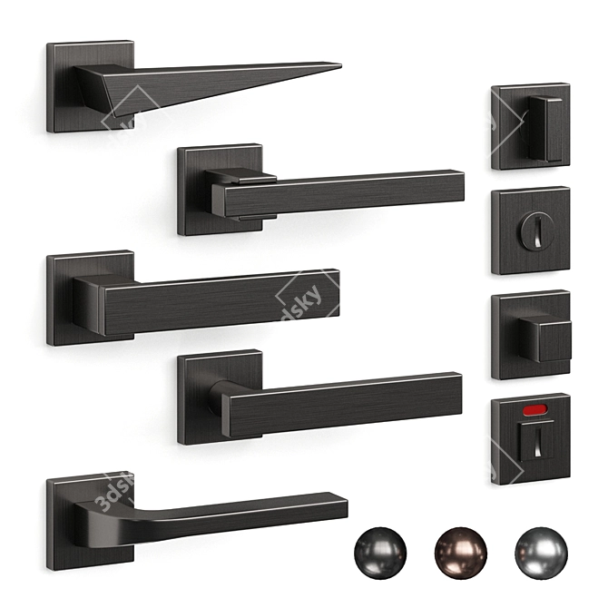 Elegant Olivari Door Handles 3D model image 1