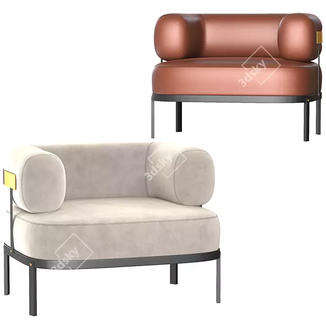 Belt Leather Accent Chair 3D model image 2