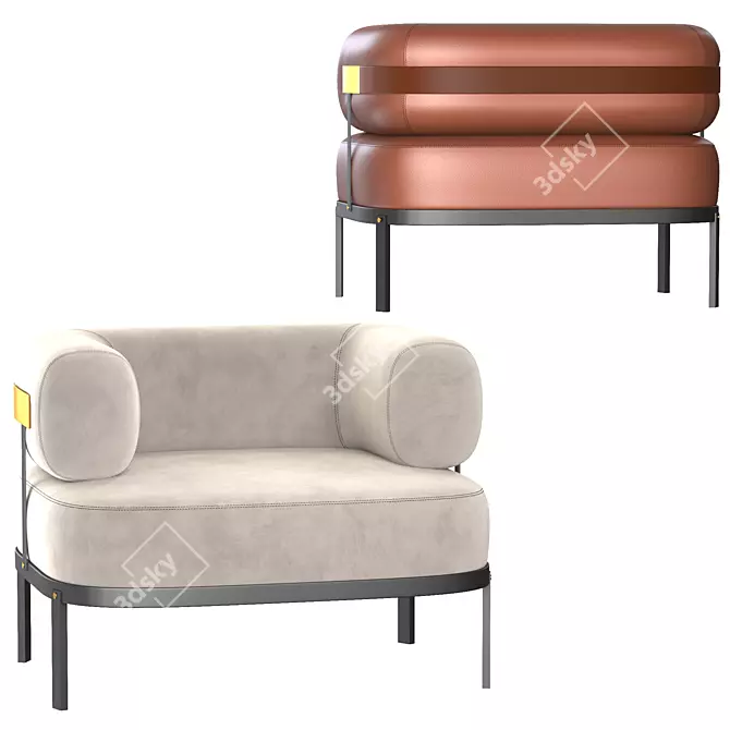 Belt Leather Accent Chair 3D model image 3