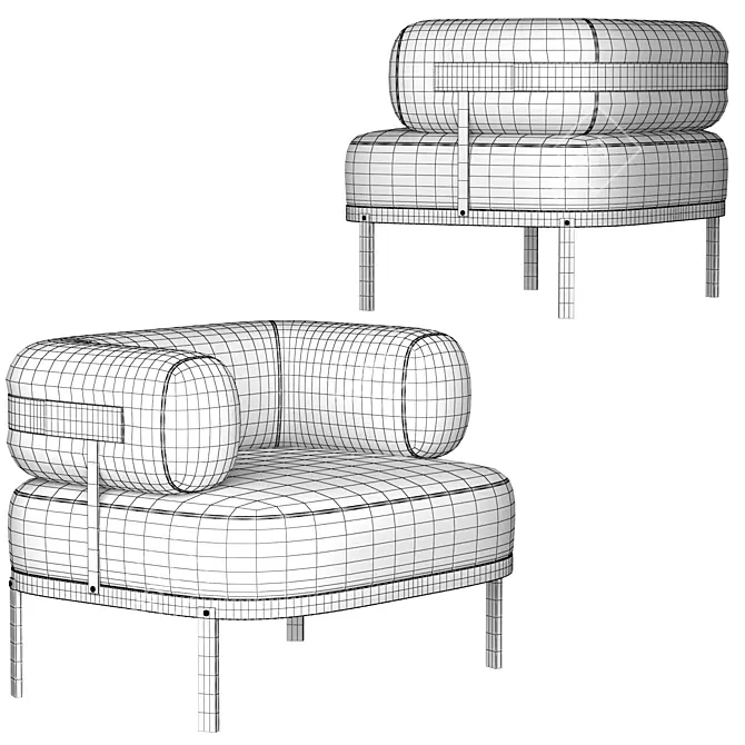 Belt Leather Accent Chair 3D model image 5