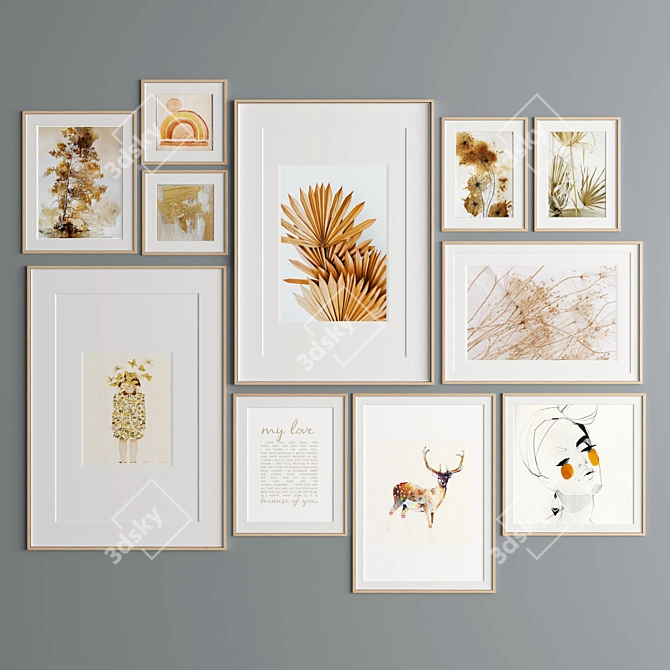 Elegant Art Frames in Multiple Sizes 3D model image 2