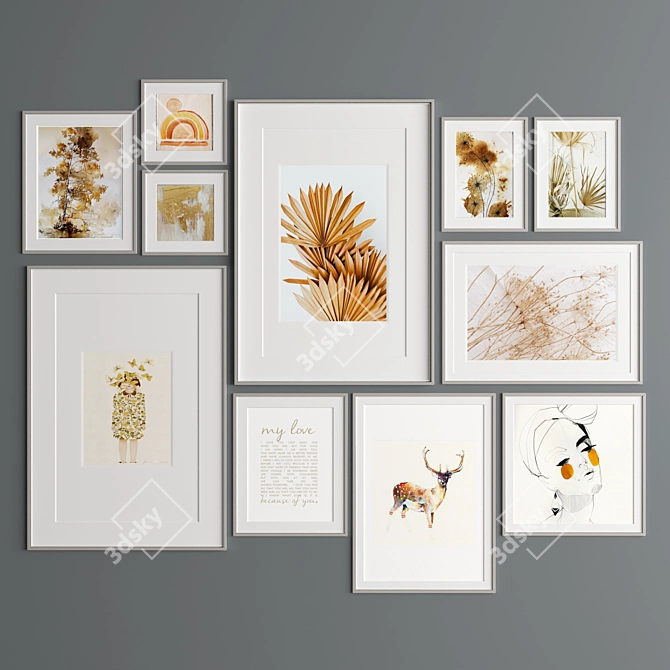 Elegant Art Frames in Multiple Sizes 3D model image 3