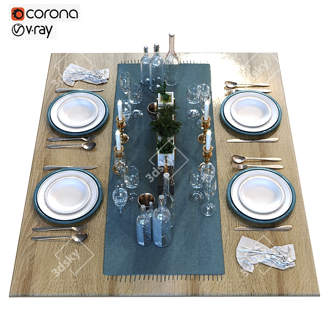 Modern Dining Table Set 016 3D model image 1