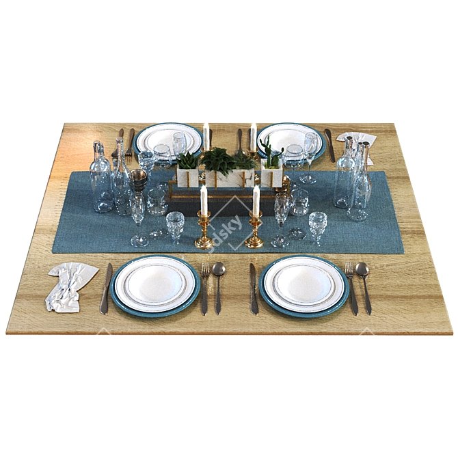 Modern Dining Table Set 016 3D model image 6