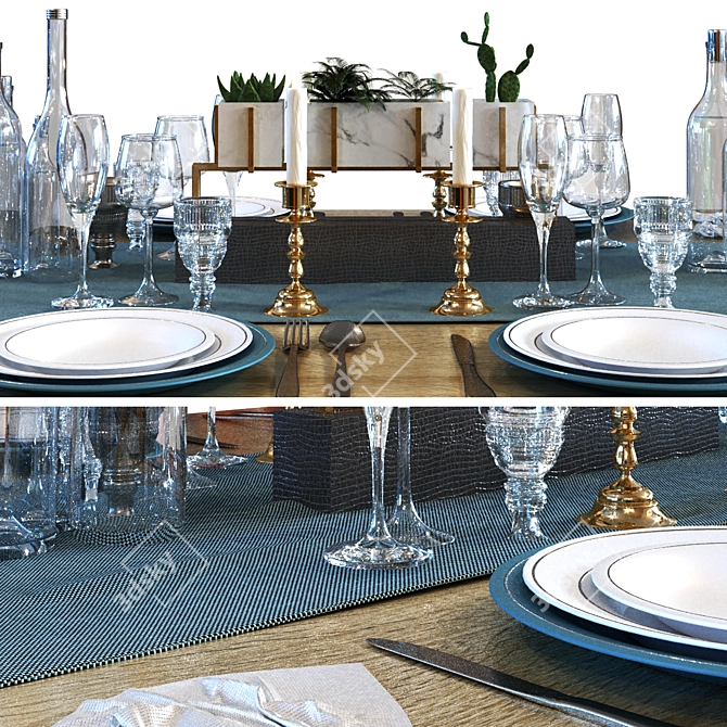 Modern Dining Table Set 016 3D model image 7