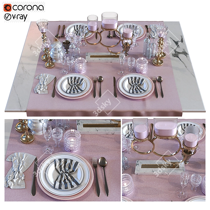 Modern Dining Table Set 017 3D model image 1