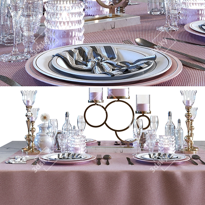 Modern Dining Table Set 017 3D model image 4