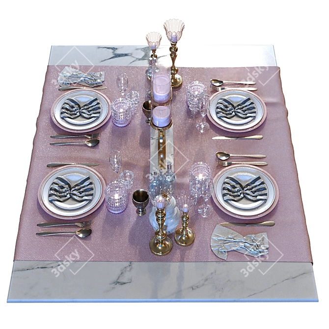 Modern Dining Table Set 017 3D model image 5