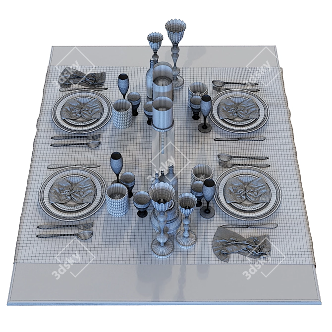 Modern Dining Table Set 017 3D model image 7